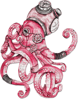 soave deco steampunk octopus pink - Free PNG