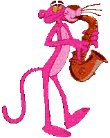 pink panther play sacaphone - GIF animé gratuit