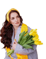 Женщина с  цветами - бесплатно png