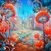 soave background animated mushrooms blue orange - Darmowy animowany GIF