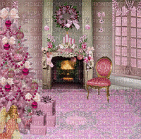 Vintage Christmas in Pink Background animated, by Connie, Joyful226