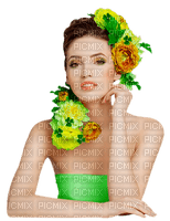 Kaz_Creations Woman Femme Green Flowers - безплатен png
