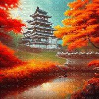 kikkapink autumn oriental asian background - GIF animé gratuit