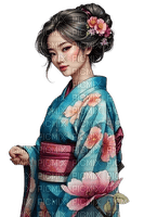 asian woman blue pink - Free PNG