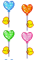 Chicks with Heart Balloons - GIF animé gratuit