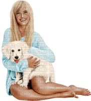 Woman with her dog. Blue. Leila - ücretsiz png