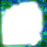 Frame.Flowers.Green.Blue - By KittyKatLuv65 - безплатен png