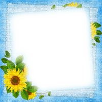 Sunflowers.Frame.Yellow.Blue - By KittyKatLuv65 - 免费PNG