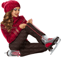 Winter. Woman with skates. Leila - ücretsiz png