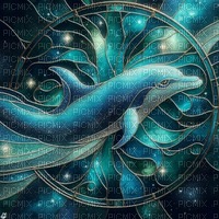 Dolphin Stained Glass - 無料png