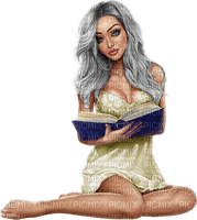Woman, book, reading. Leila - Free PNG