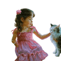 flicka och katt----girl and cat - png grátis