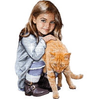 Mädchen, Girl, rote Katze - Free PNG