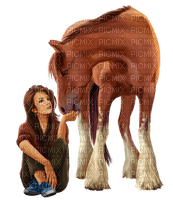 femme avec cheval - PNG gratuit