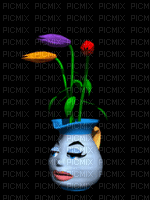 image encre animé effet fleurs visage edited by me - Free animated GIF