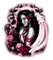 Rose Angel.Black.White.Pink - By KittyKatLuv65 - ücretsiz png