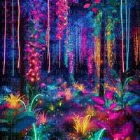 neon background landscape background - Free PNG
