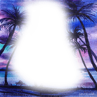 frame palm tree purple sea beach dolceluna - 免费PNG