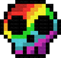 Pixel Rainbow Skull - png grátis