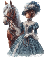 Horse, woman, vintage - PNG gratuit