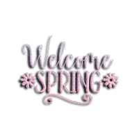 kikkapink welcome spring text flowers pink - PNG gratuit