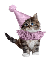 Chat Brun Chapeau Lilas :) - 免费PNG