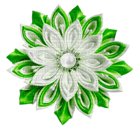 Pearl.Fabric.Flower.White.Green - PNG gratuit