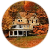 Осенний фон с домом - gratis png