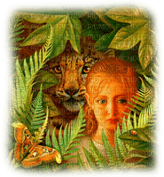 Woman.Leopard.Green.Brown - By KittyKatLuv65 - PNG gratuit