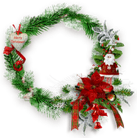 Wreath.Frame.Green.Red.White - безплатен png