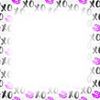Frame.Lips.XOXO.White.Black.Purple - KittyKatLuv65 - besplatni png