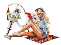 Meisje met fiets - ücretsiz png