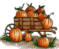 Herbst, Ernte, Kürbisse, Karren, Autumn, Harvest - 免费PNG