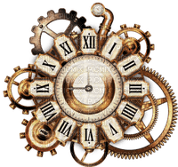 Steampunk.Clock.Gold.Victoriabea - Free PNG