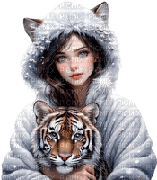 loly33 femme tigre hiver - PNG gratuit