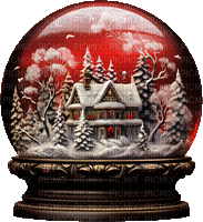♥❀❀❀❀ red animated gif gothic globe snow - GIF animé gratuit