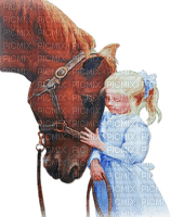 soave horse children girl vintage blue - Free PNG