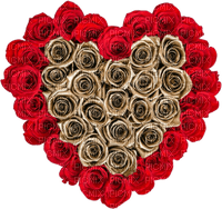 Red, Gold Rose Heart Png