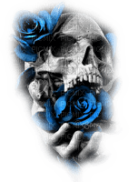 soave deco gothic skull  black white blue - zdarma png