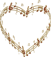 frame cadre rahmen  tube note notes gold heart coeur deco music - PNG gratuit