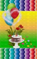 image encre gâteau pâtisserie bon anniversaire ballons vagues color fleurs edited by me - Free PNG