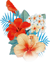 soave deco summer flowers tropical blue orange - PNG gratuit