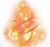 grafisme fractale deco jaune rouge - PNG gratuit