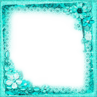Teal Flowers Frame - By KittyKatLuv65 - фрее пнг