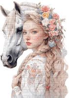 loly33 femme cheval  printemps - PNG gratuit