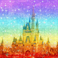 Rainbow Disney Castle - Free animated GIF