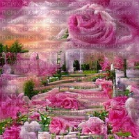 Pink Surreal Rose Garden - Free PNG