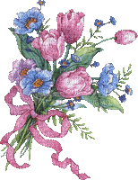 Pink and Blue Glitter Flowers - Бесплатный анимированный гифка