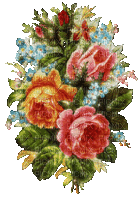 vintage  roses bouquet - GIF animé gratuit