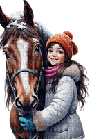 loly33 enfant  cheval hiver - 免费PNG
